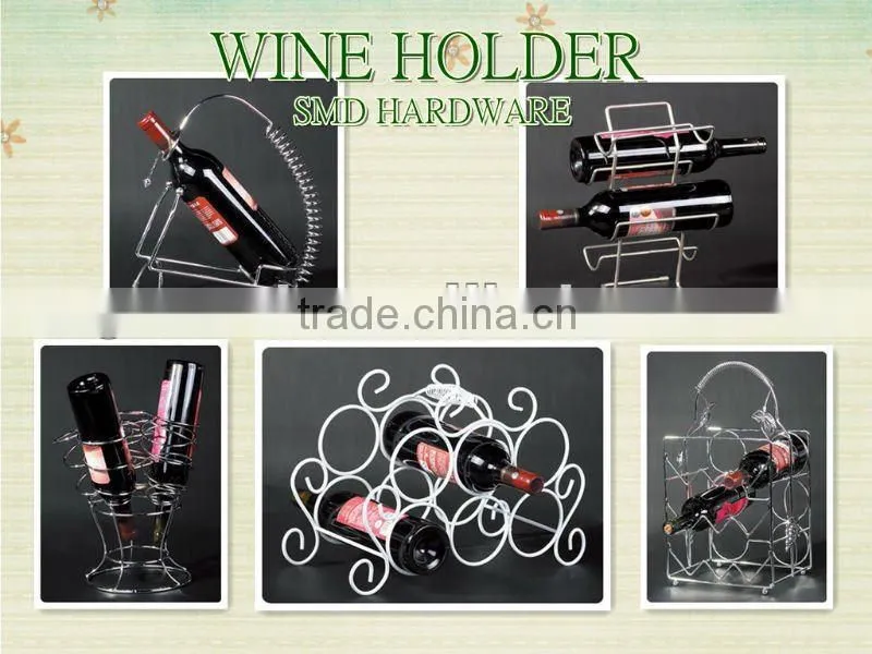 Chrome metal wine holder for wine bottle