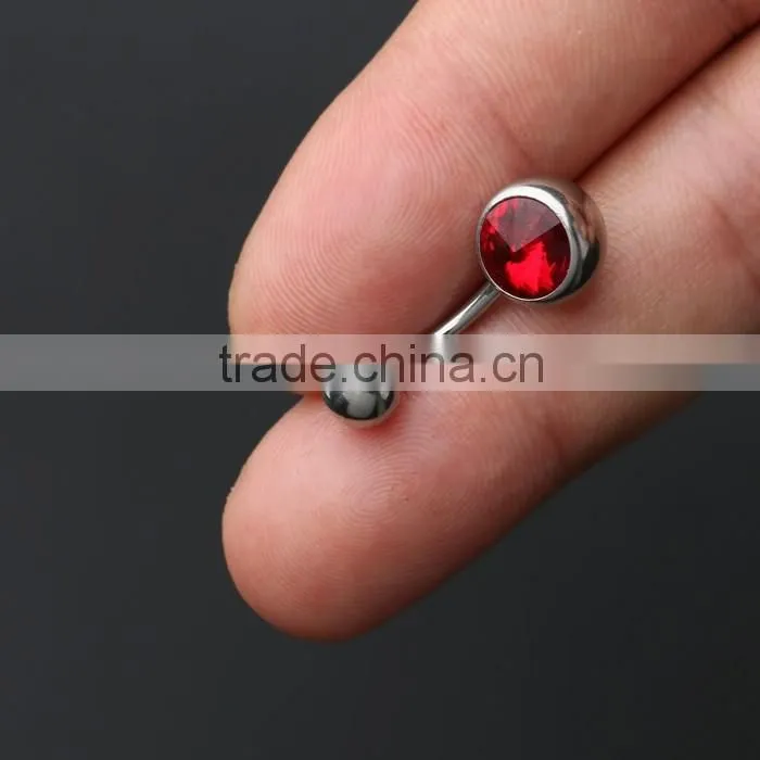 14 Gague Surgical Steel Gem Paved Banana Barbell Magnetic Navel Rings