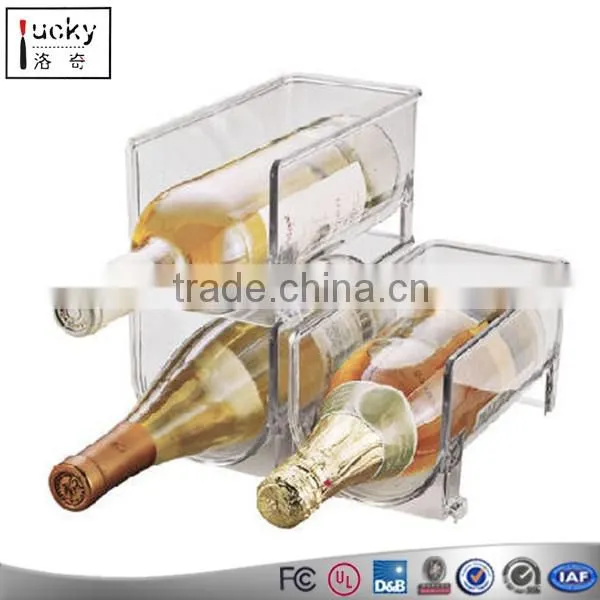 Clear acrylic 2 wine bottle holder combine in one wine display stand for display