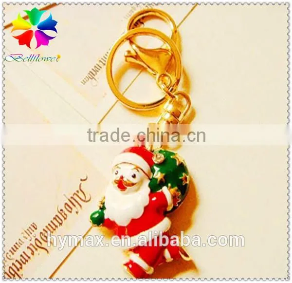 3D Father Christmas metal custom keychain