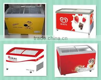 151L to 415LSliding Door Curved Glass Chest Showcase Display Freezer for Sale