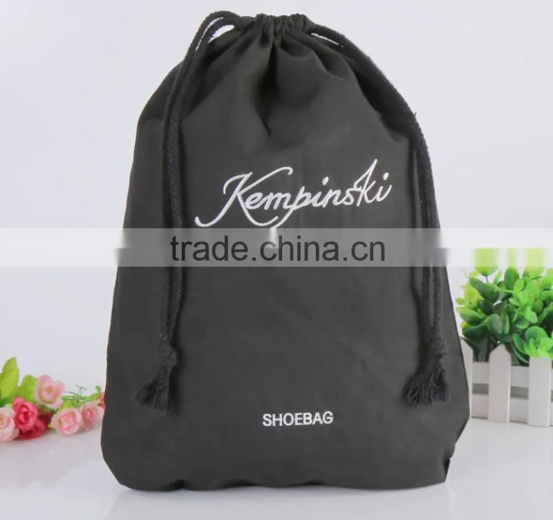 Shoe Bag black cotton drawstring bag