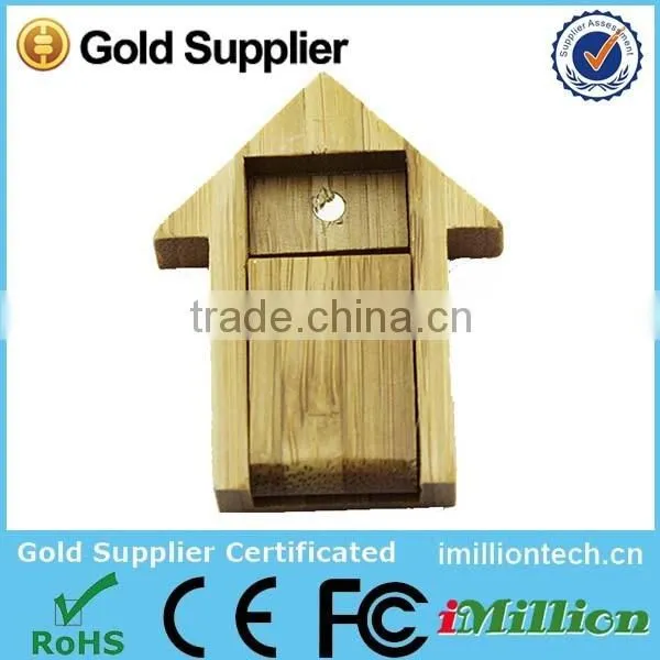 Bulk cheap wholesale wood house PEN DRIVE 64GB usb flash memory made in China