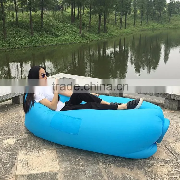 Outdoor Nylon Fabric Inflatable Beach Lounger Convenient Compression Hangout Bean Inflatable Air Sleeping Bags