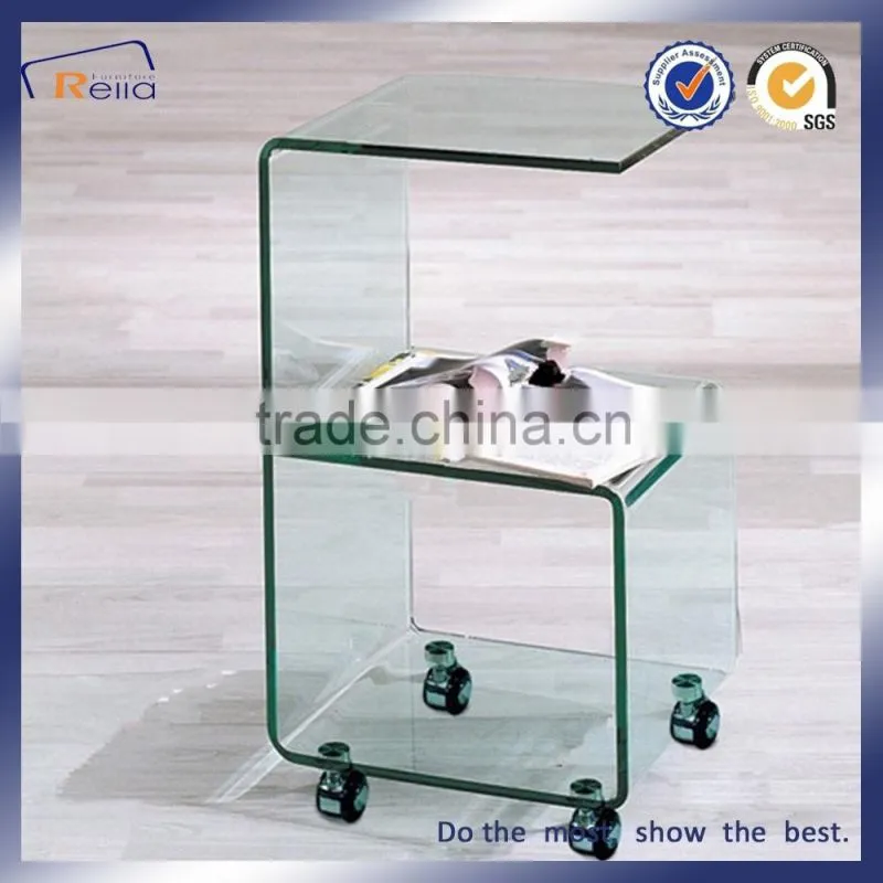 Chinese Factory Tempered Glass Acrylic Coffee Table With Wheels