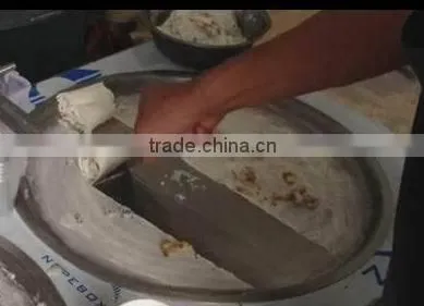 commercial stainless steel two flat pans rolled ice cream machine