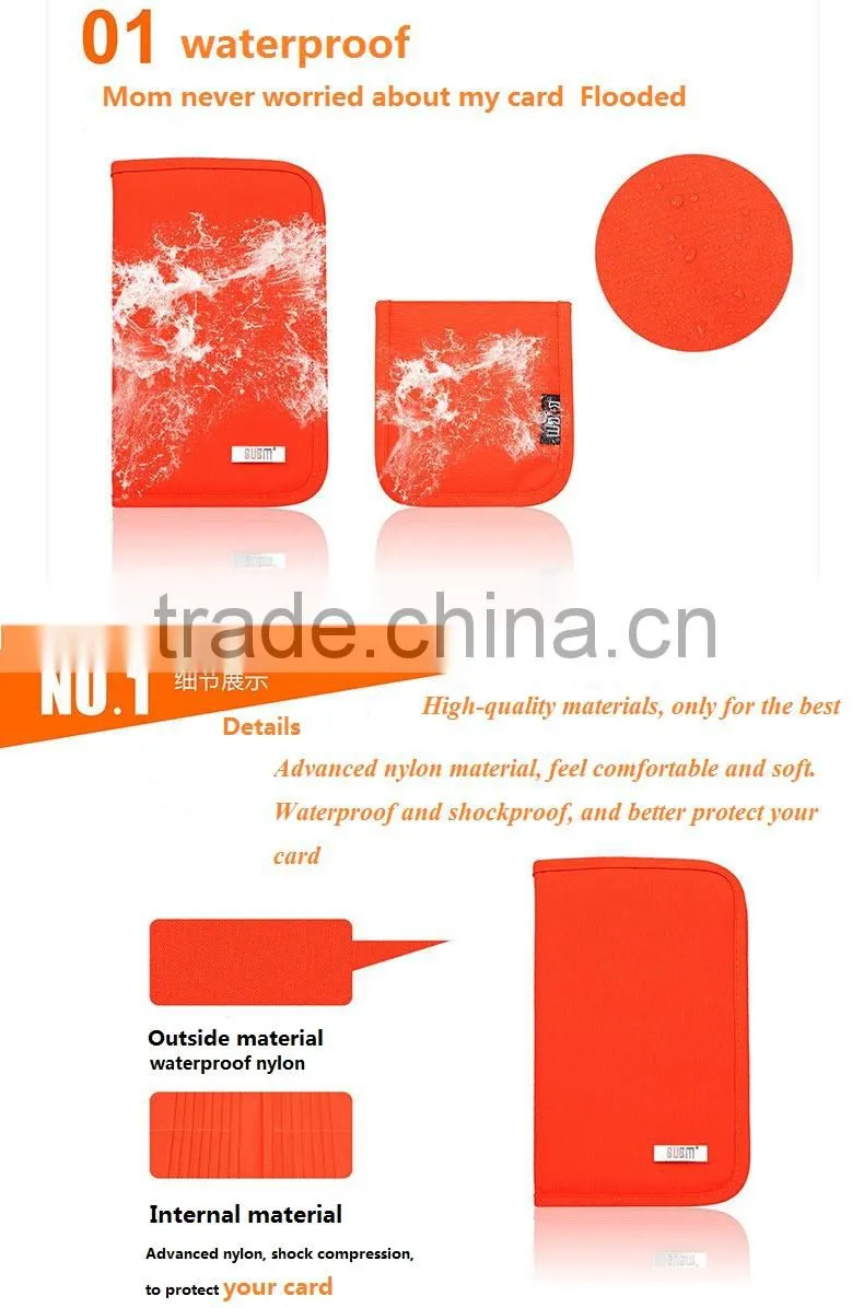Nylon material orange custom card holder with protablet Card Wallet Wholesale