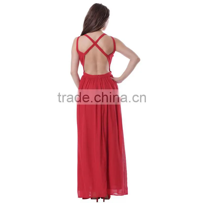 Special design 4 colors stocklot full size sexy women sexu back open evening dress