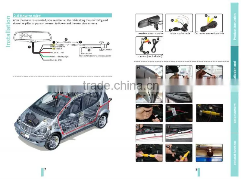 4.3 inch GPS & navigation rear view mirror monitor with compass & temperature auto dimming and backup camera display