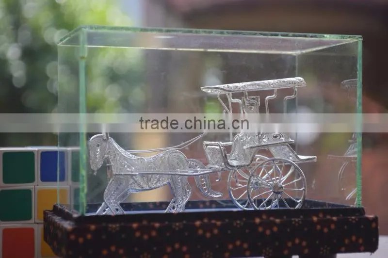 Hartati Heritage Javanese Carriage Andong Miniature Souvenir (2 Horses) Silver Plated