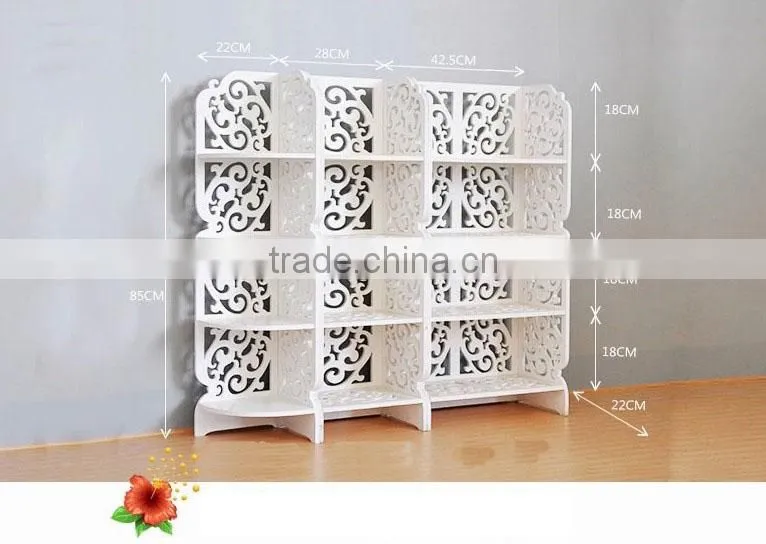 carved pattern household plastic storage rack in white color FH-BL0742
