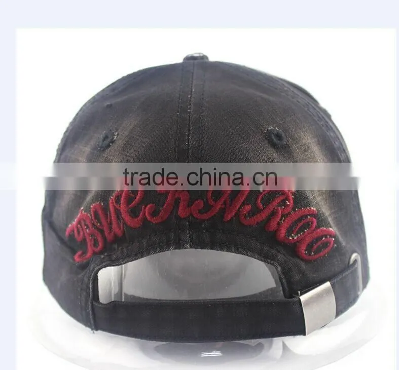 Washed Baseball Cap Blank Hat with metal buckle