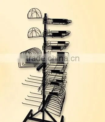 custom retail shop floor standing product hook metal display rack/display rack for hanging items/metal display stand