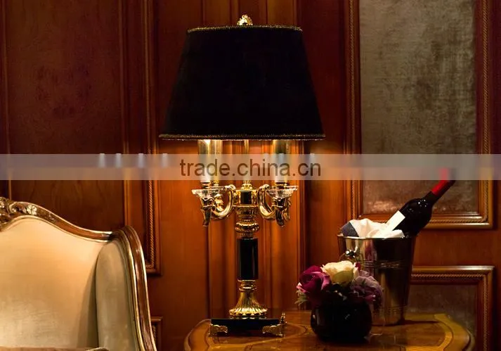 Home electrical appliance black color crystal table lamp with lampshade