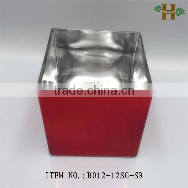 mercury square block glass candle holder