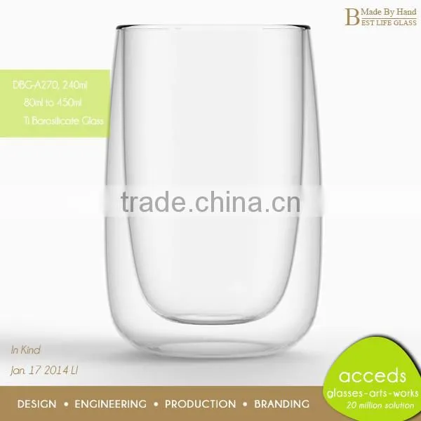 Mouth Blown Transparant Borosilicate Milk Glass Cup