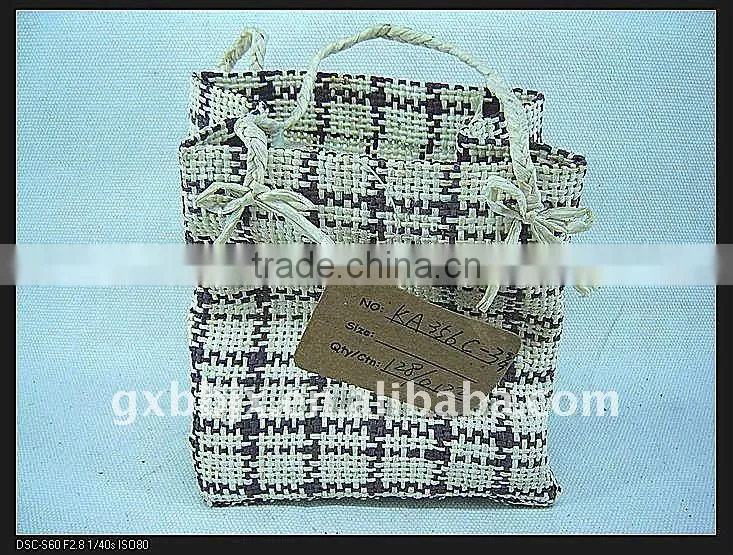 Grey cotton&paper rope rectangle small women bags brand name