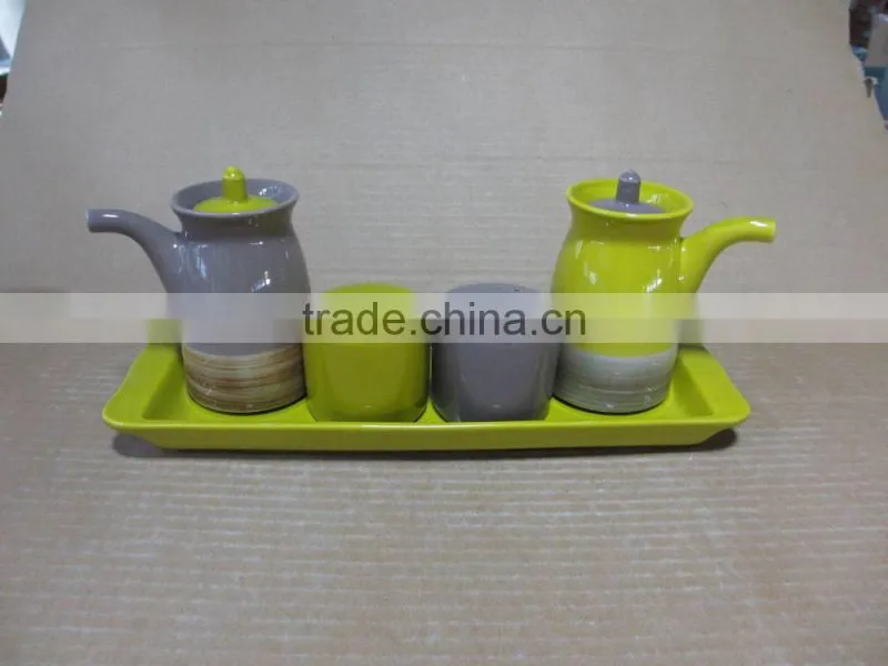 ceramic kitchen oil and vinegar salt pepper bottle set