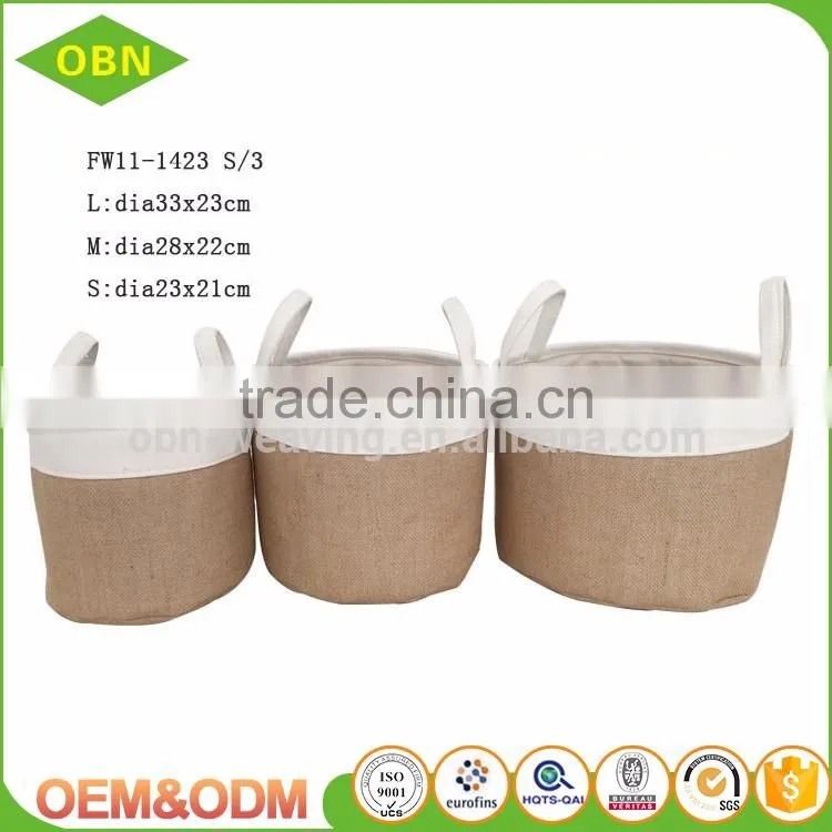 Set 3 baby toys jute storage basket for dirty cloth