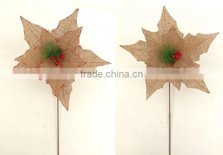 Bulk buy linen poinsettia flower christmas decorations
