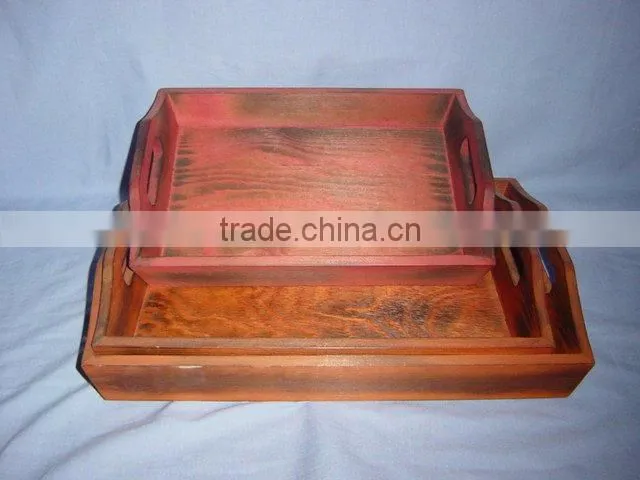 vintage antique wooden serving tray