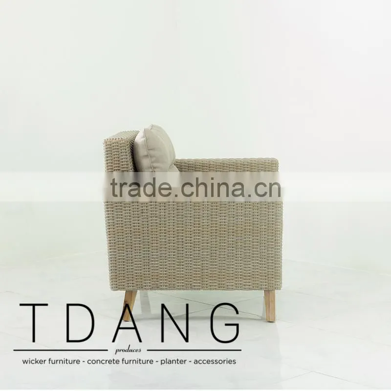 Fiji Wicker Lounge Chair with Wooden Legs - 2016 Conversation Wicker Sofa Set