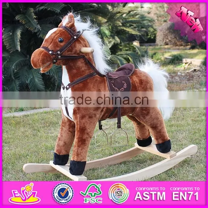 Hot sale funny wooden rocking horse best kids' wooden rocking horse toy, cheap wooden rocking horse W16D066