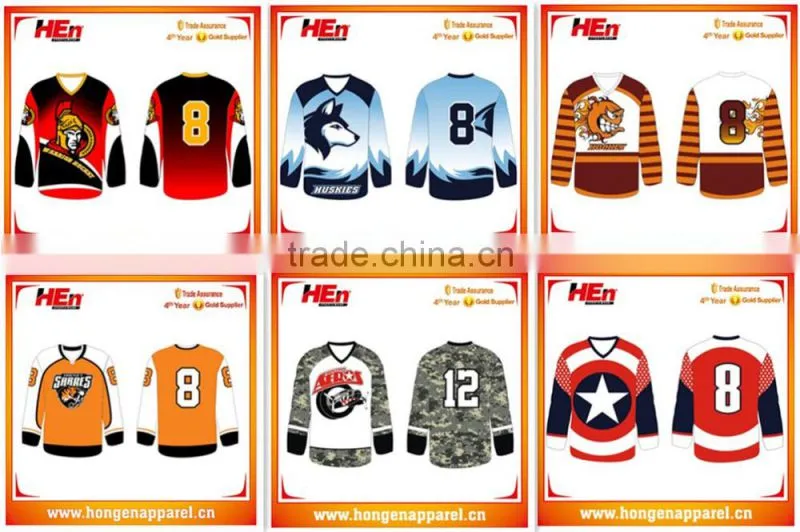 Latest customized youth polyester ice hockey jersey blackhawks design/european hockey jerseys cheap