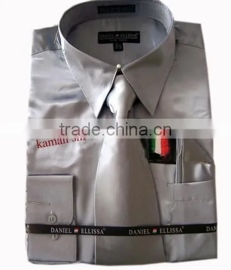 wholesale satin shirt for man dress shirt tie man satin shirts