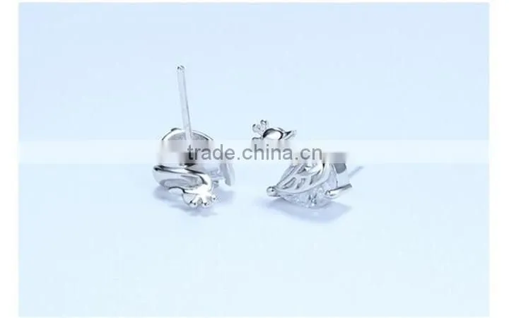 New design fine jewelry 100% 925 Sterling Silver Swan zircon earrings