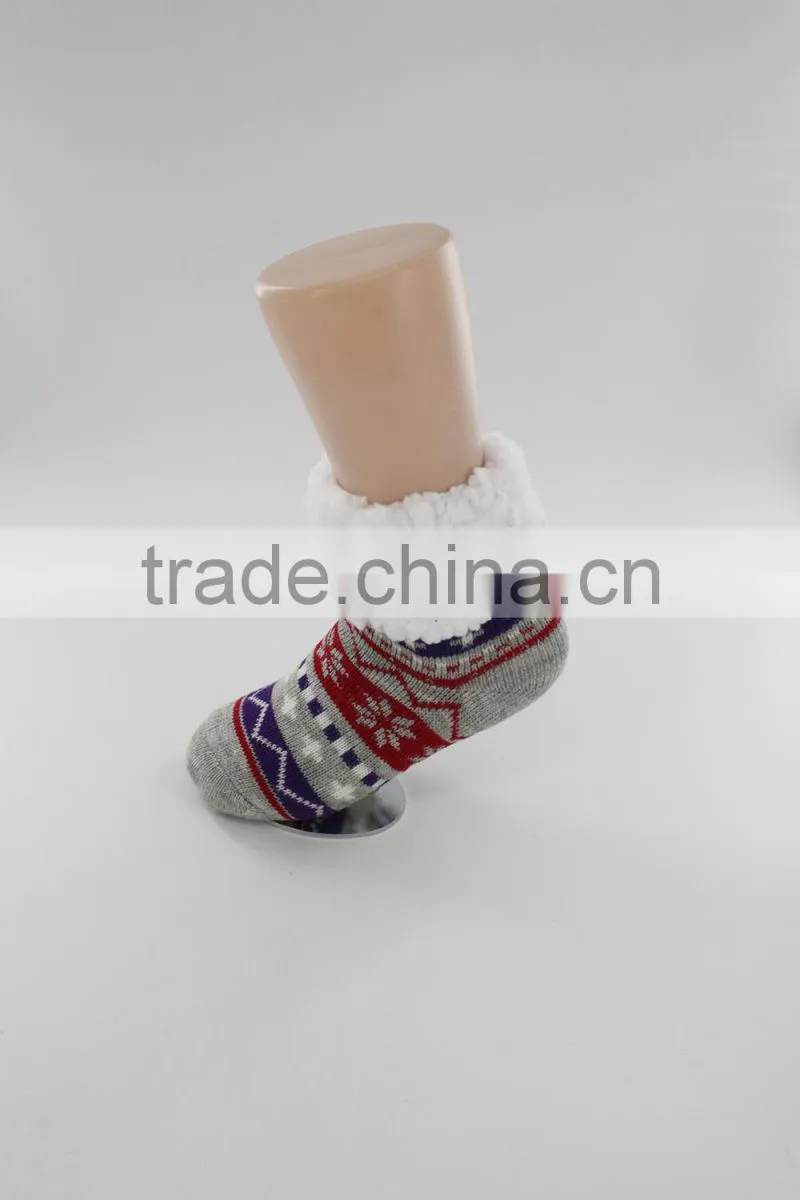 Acrylic faux fur indoor adult slipper socks