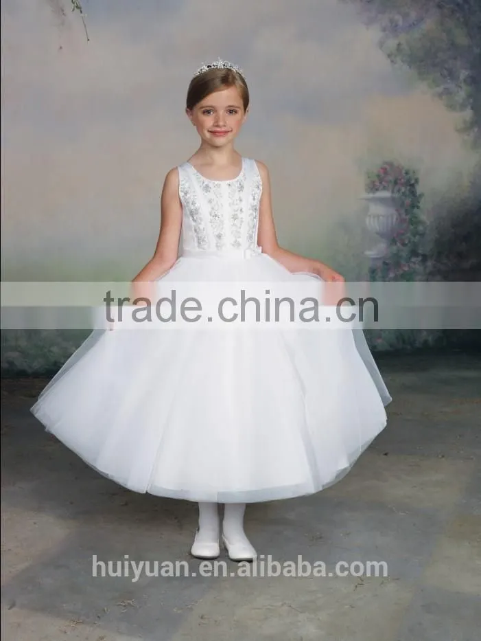 white beaded bling high neck baby gown dresses for girls