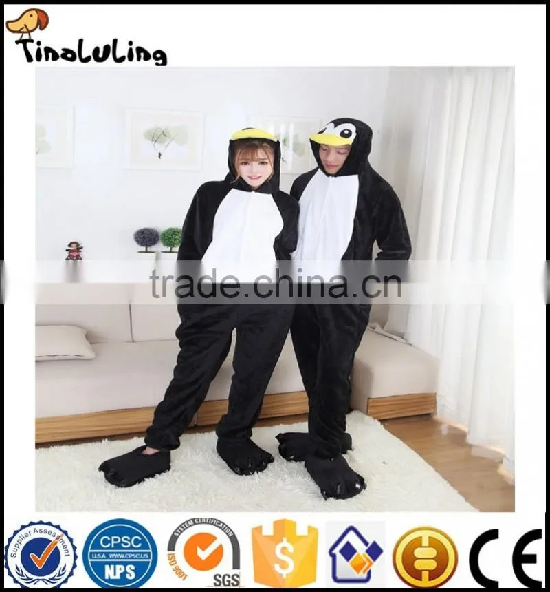Hot Sale Unisex Flannel Lovers Couples Animal Pajamas One Piece Cartoon Cosplay Pajama Costume Adult Bird Pajama Sleepwear