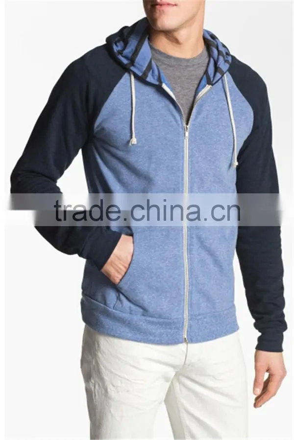 New Trendy Custom wholesale mens raglan hoodie