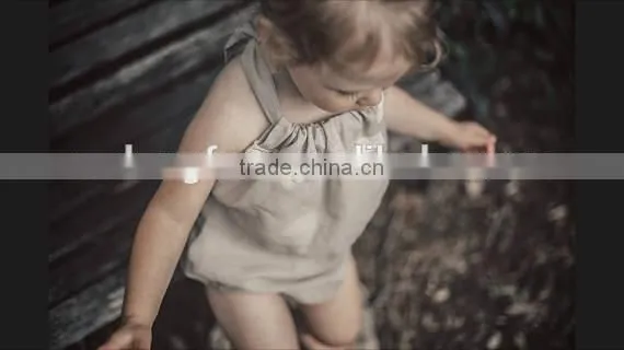 Beige Halter Girls Shorts Baby Clothes Romper Linen Baby Boutique Summer Outfit