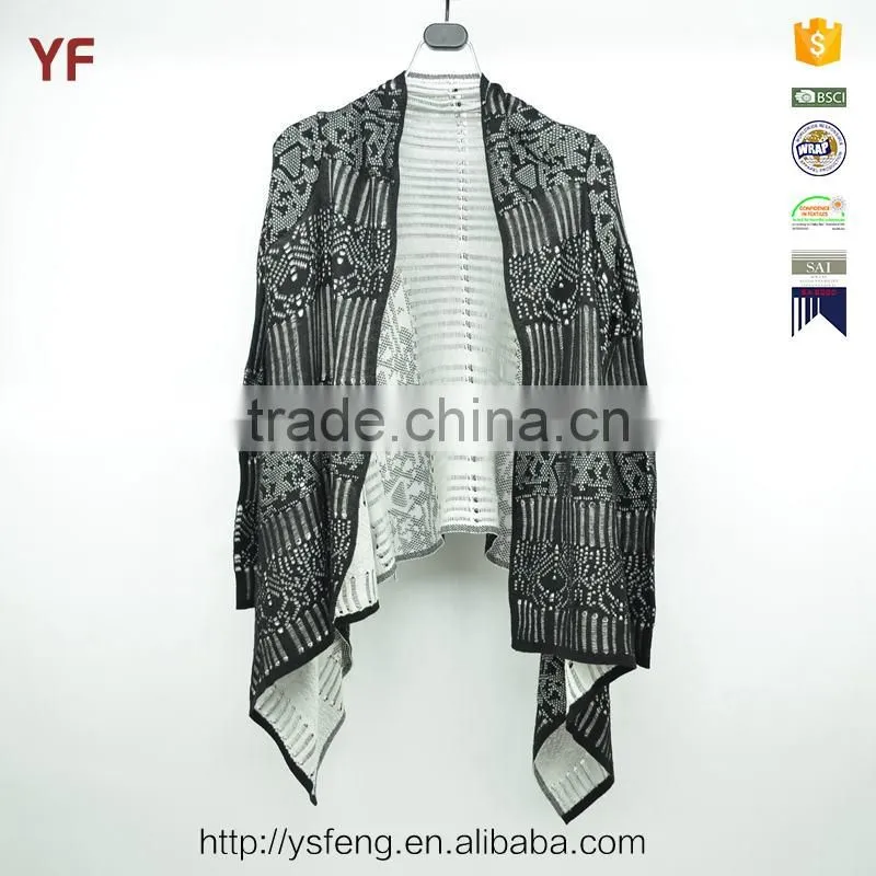 New Jacquard Sweater Design Women Fashion Winter Poncho Coats