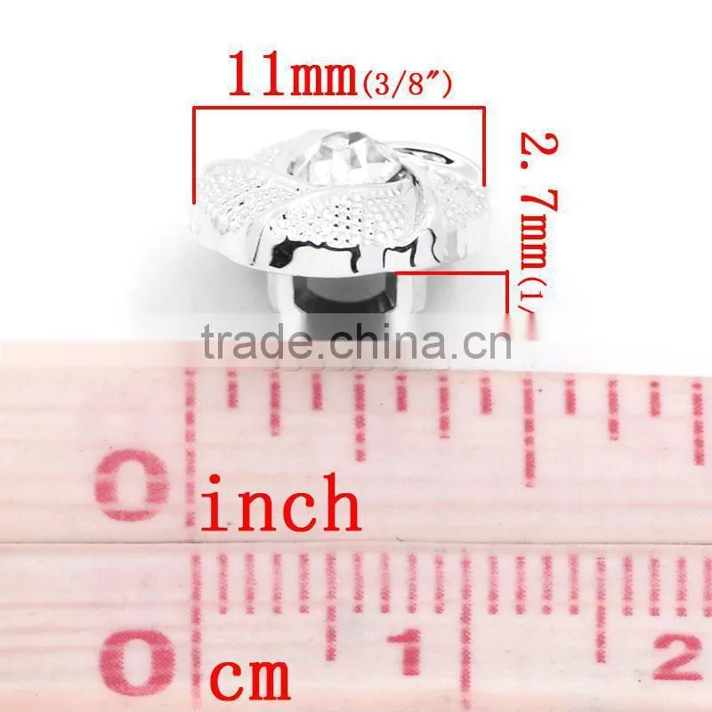 Wholesale With Rhinestone 11mm Flower Single Hole Acrylic Rhinestone Button