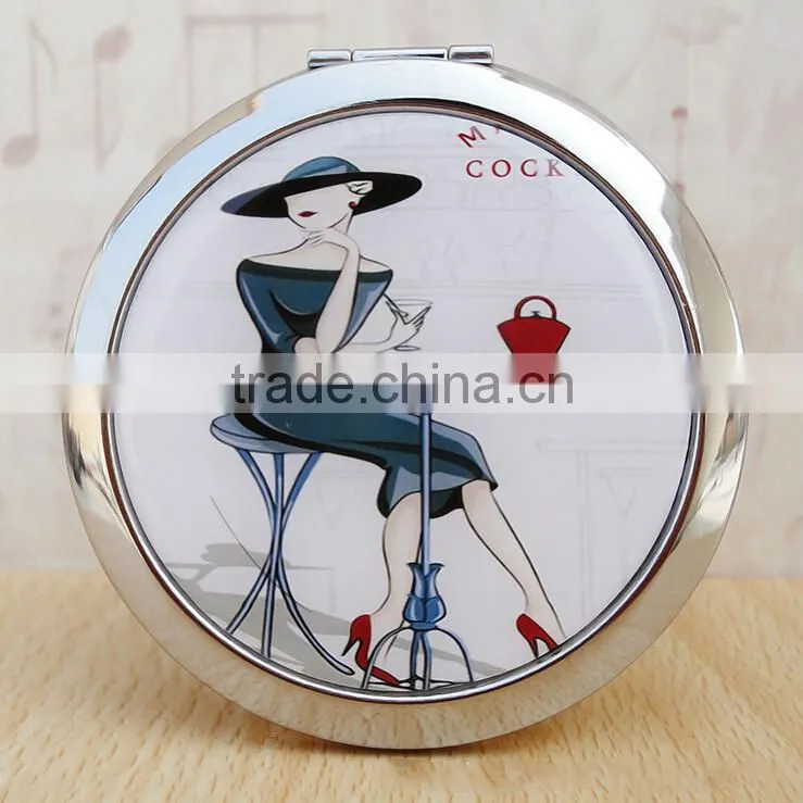 Women Lady Portable Foldable Pocket Metal Makeup Compact Pocket Makeup Magnifying Mirror