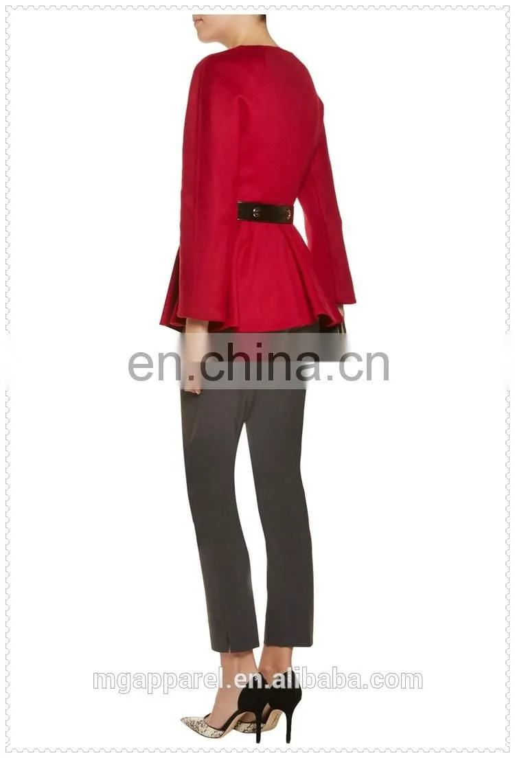china new women elegant fashion long sleeve cashmere peplum jacket