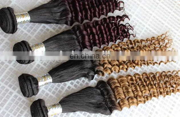 unprocessed wholesale virgin brazilian curly hair extension blonde deep wave hair weft