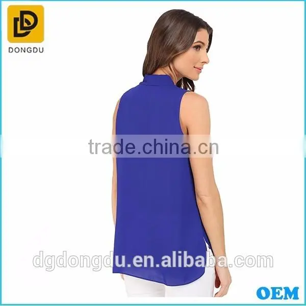 2016 Fashion Blouse Design, Lady Blouse Design Lady Sleeveless Blouse in Dongguan