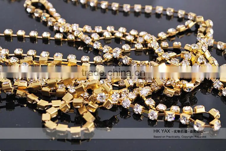 Y1224 china manufacture rhinestone glass crystal cup chain wholesale