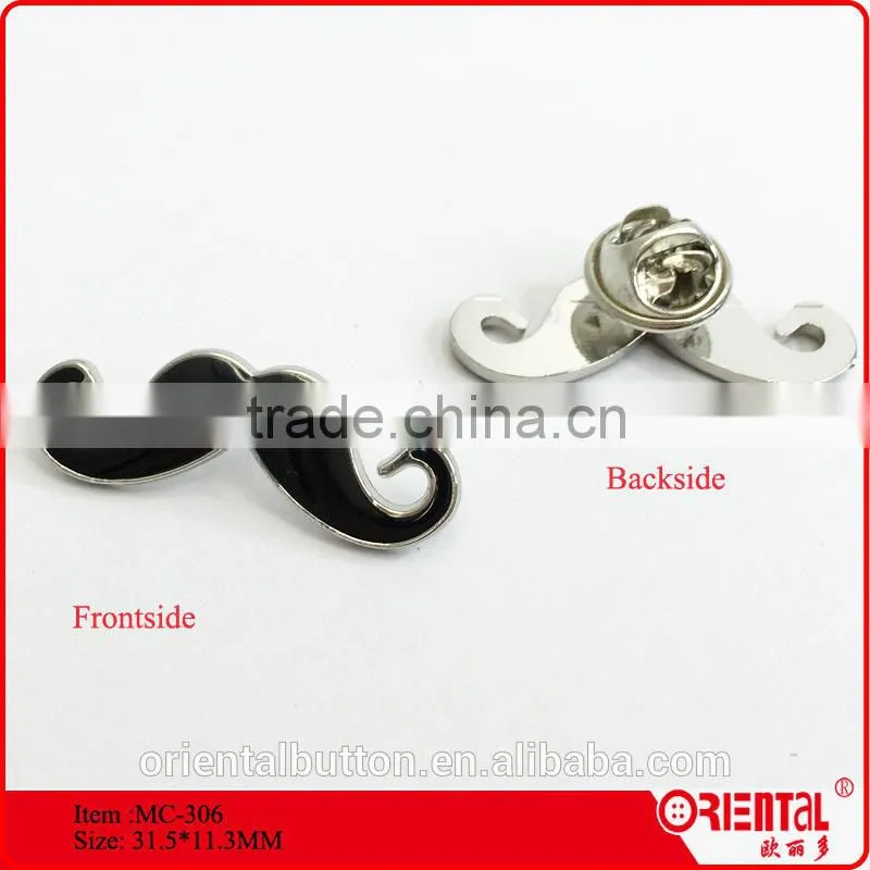 chaplin mustache metal lapel pin