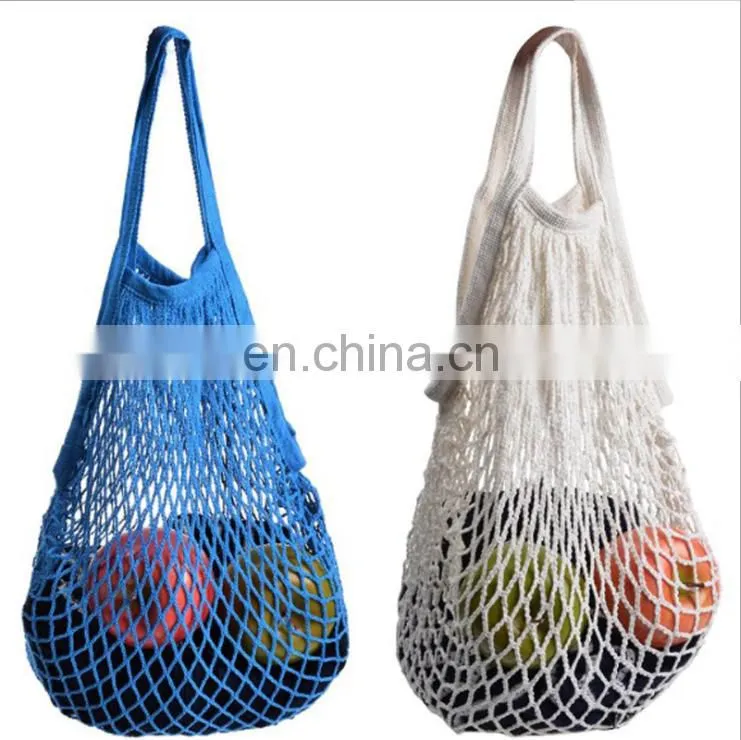 Mesh Canvas Tote Grocery Cotton Hand Bag with Short Handle
