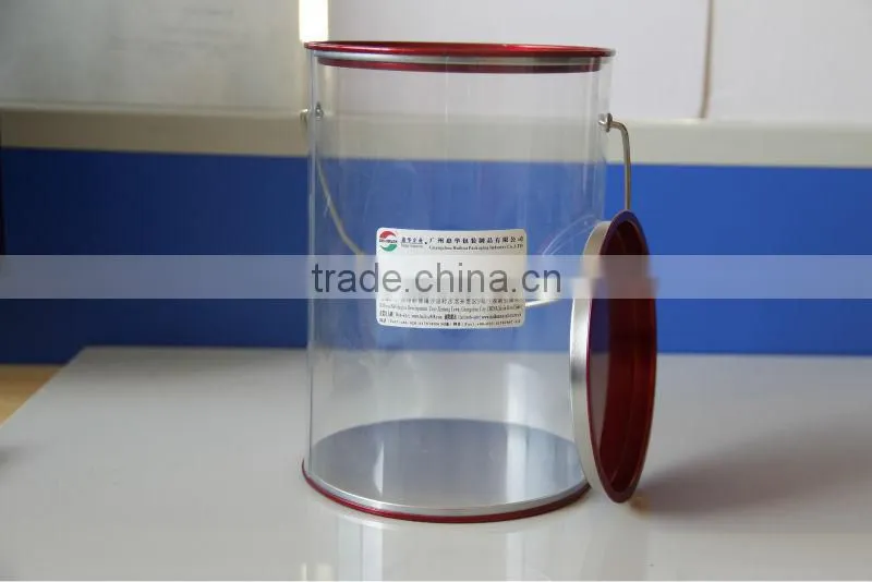 PVC Plastic tube tin box with handle