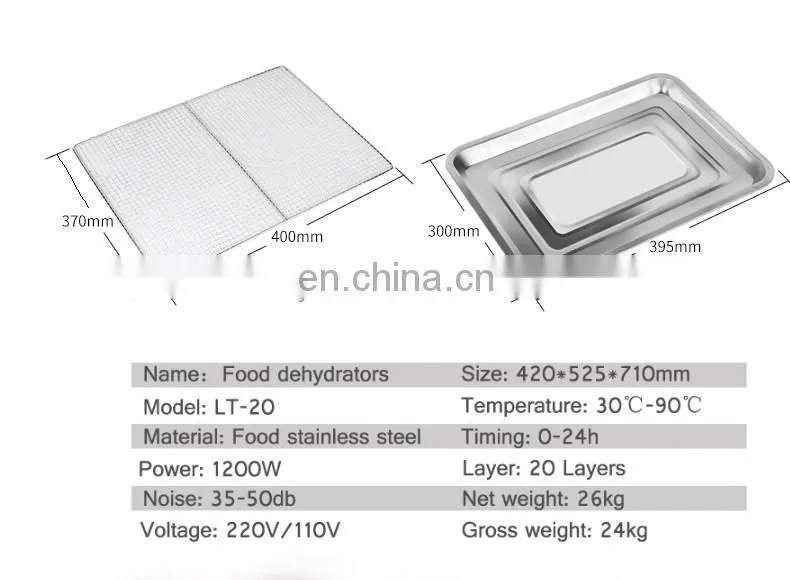 8 Trays large Food Dehydrator Pet Snacks Dehydration Dryer Fruit Vegetable Herb Meat Drying Machine Stainless Ste