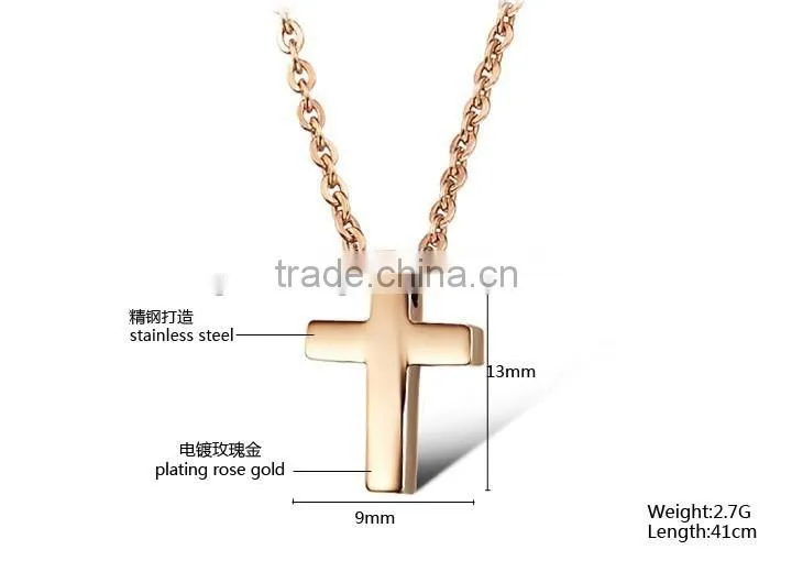 wholesale new plating rose gold cross titanium steel necklaces for woman pendant beautiful gift