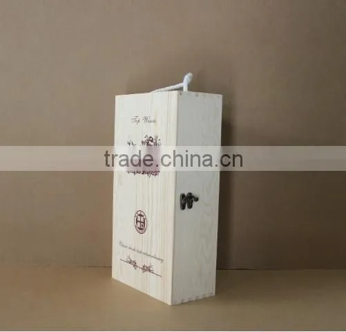 Custom wooden gift packaging wine box design for 2 bottles,christmas wine bottle gift box