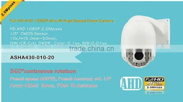 1080P coaxial AHD PTZ Camera 70m night vision speed dome camera 10x optical zoom 2.0MP High Definition Analog mini dome Camera