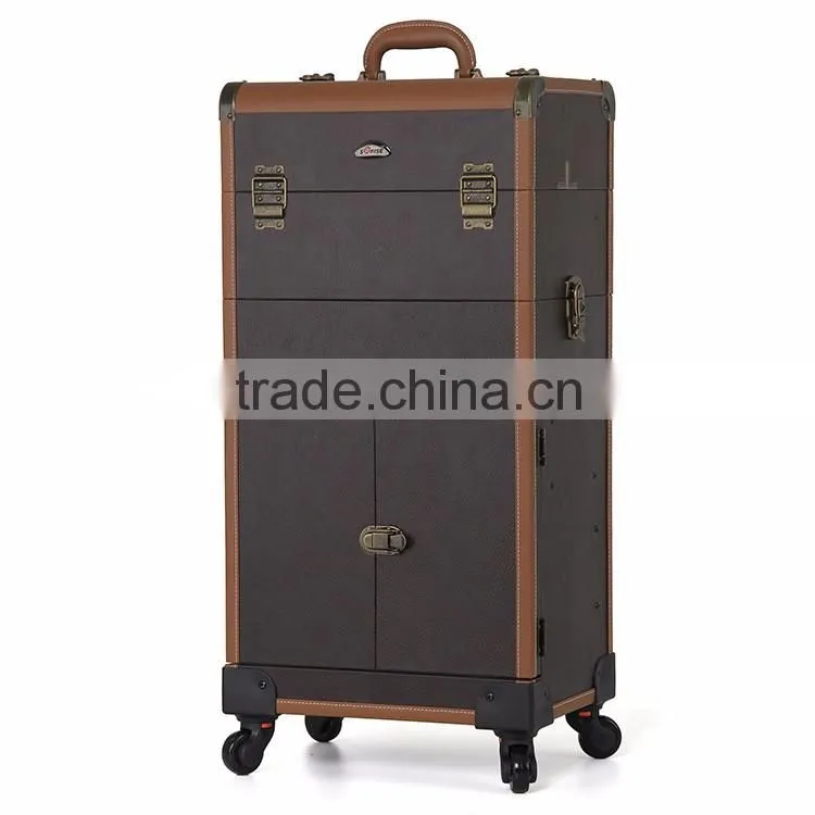 Guangzhou Best Selling lighted cosmetic case with mirror make up case makeup organizer with stand